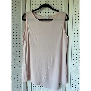 White House Black Market Pink Sleeveless Tank Top Blouse Rayon Blend Size Lg